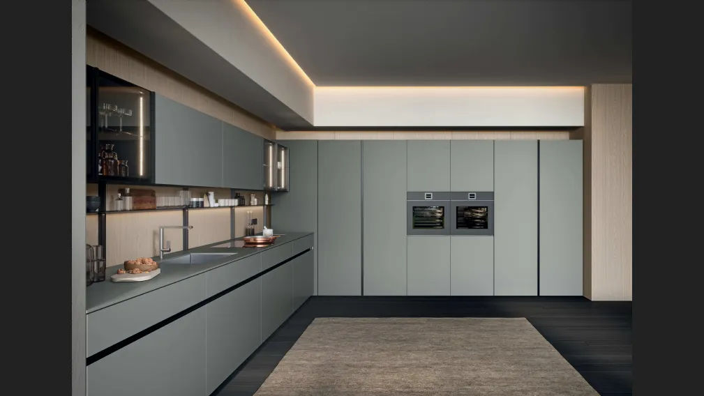 Cucina Moderna GI30 angolare in laccato Grigio opaco di Dibiesse