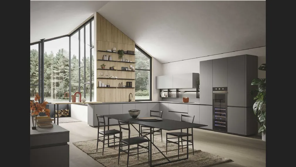 Cucina Moderna Emporio Job angolare con penisola di Dibiesse