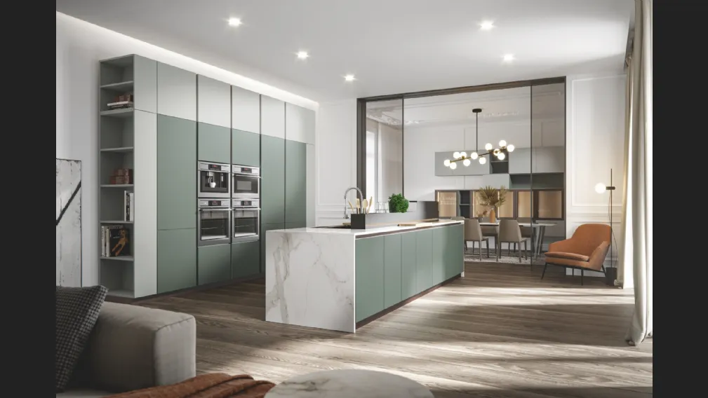 Cucina Moderna con isola Era con isola in PVC laccato opaco di Home Cucine