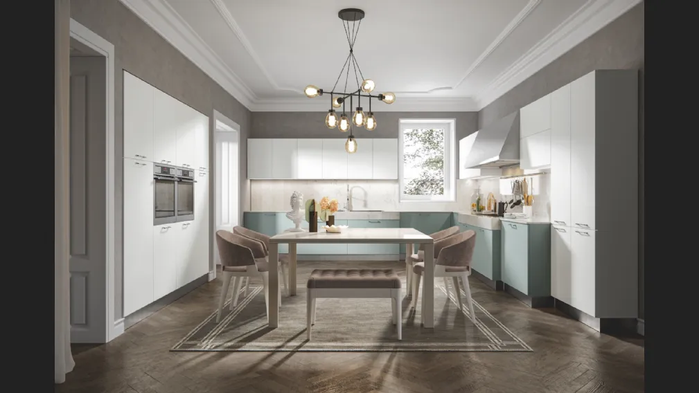 Cucina Moderna Era angolare in PVC laccato opaco di Home Cucine