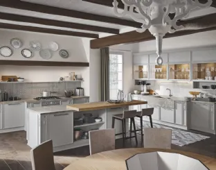 Cucina Moderna con isola Estetica 05 in legno di frassino con top in marmo di Home Cucine
