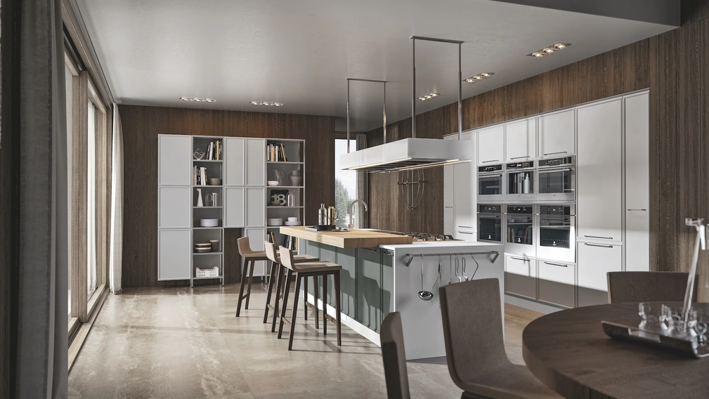 Cucina Moderna in laccato opaco Etica con isola di Home Cucine