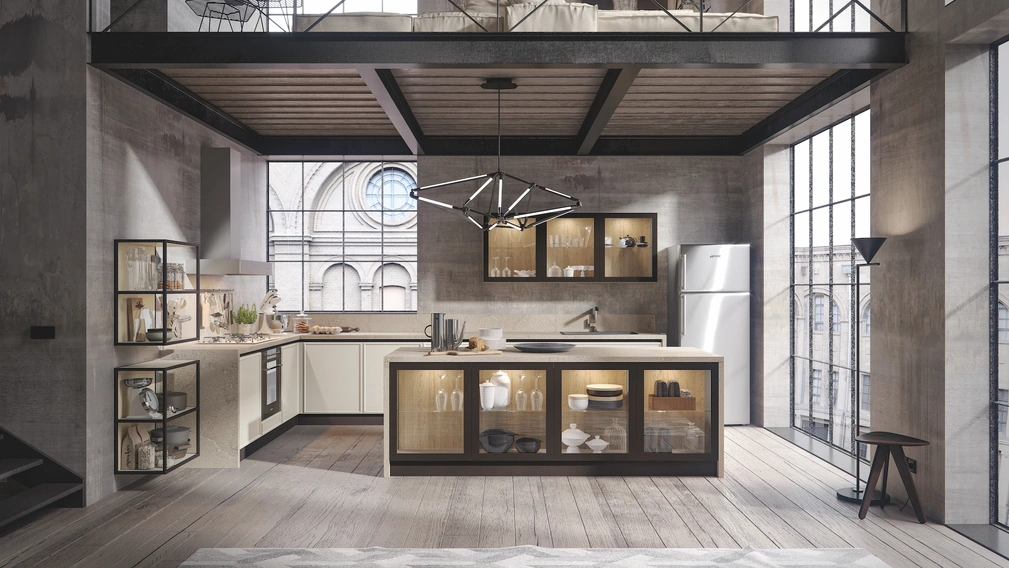Cucina Moderna in laccato opaco Etica con isola di Home Cucine