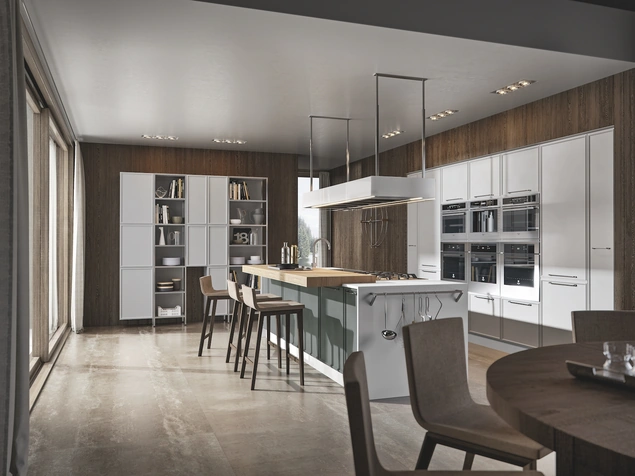Cucina Moderna in laccato opaco Etica con isola di Home Cucine