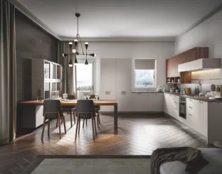 Cucina Moderna Genesi angolare in finitura pet Duna di Home Cucine