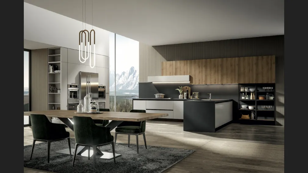 Cucina Moderna Genesi con penisola in pet Duna di Home Cucine