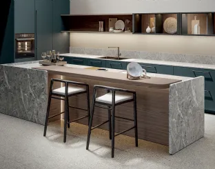 Cucina Moderna Infinity in laccato Mare con isola di Home Cucine