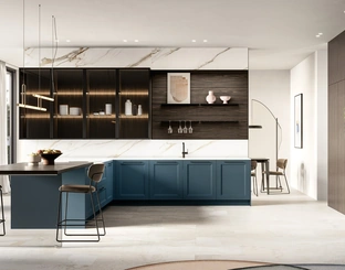 Cucina Moderna in laccato e laminato con penisola Meg di Arredo3