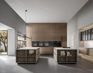 Cucina Moderna Nexa con doppia isola in laminato e pet laccato di Home Cucine