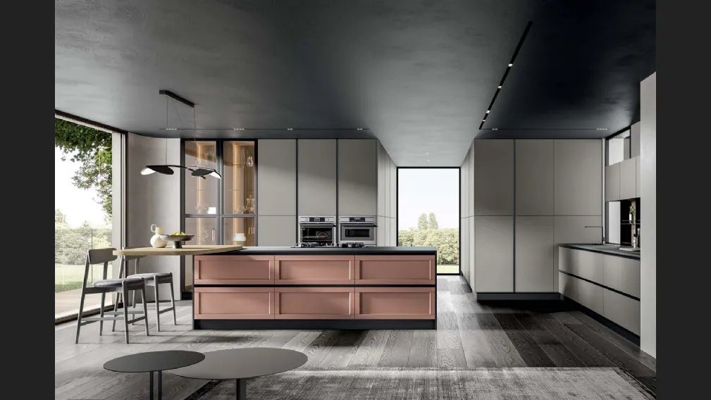 Cucina Moderna Nexa con isola in laccato di Home Cucine