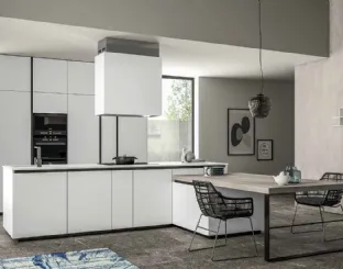Cucina Moderna Smart 03 in laminato bianco e legno di Nova Cucina