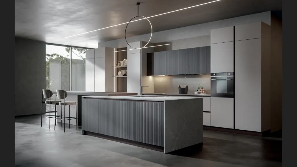 Cucina Moderna Palù con penisola in PVC di Home Cucine