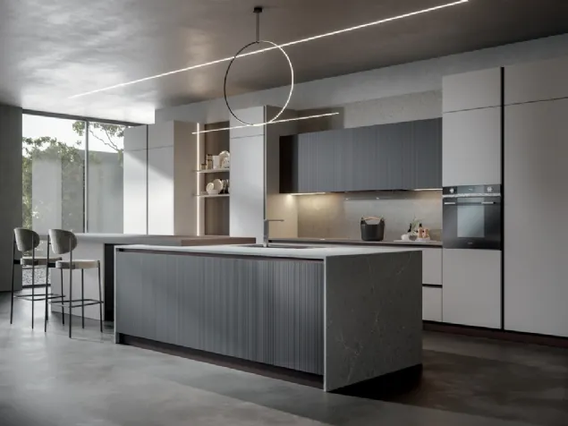 Cucina Moderna Palù con penisola in PVC di Home Cucine