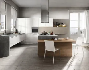 Cucina Moderna con isola Reflexa 03 in laminato con top finitura Roccia e tavolato Olmo di Home Cucine