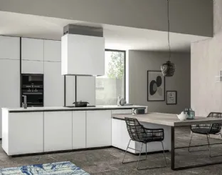 Cucina Moderna Smart 02 in laminato bianco e legno di Nova Cucina