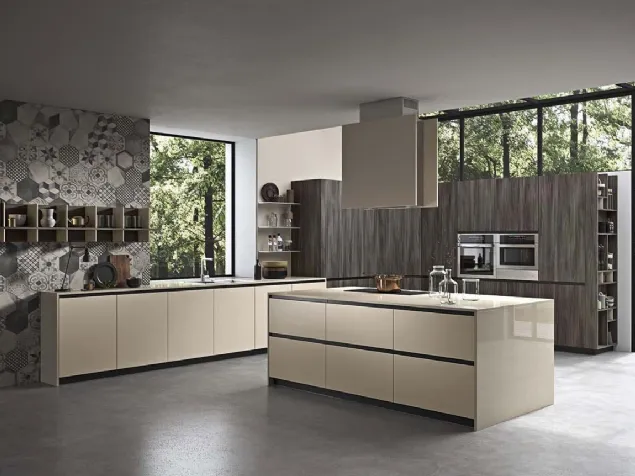 Cucina Moderna con isola Spring Job 01 in melaminico di Dibiesse