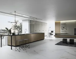 Cucina Moderna in laccato metallizzato Vestimi con penisola di Dibiesse