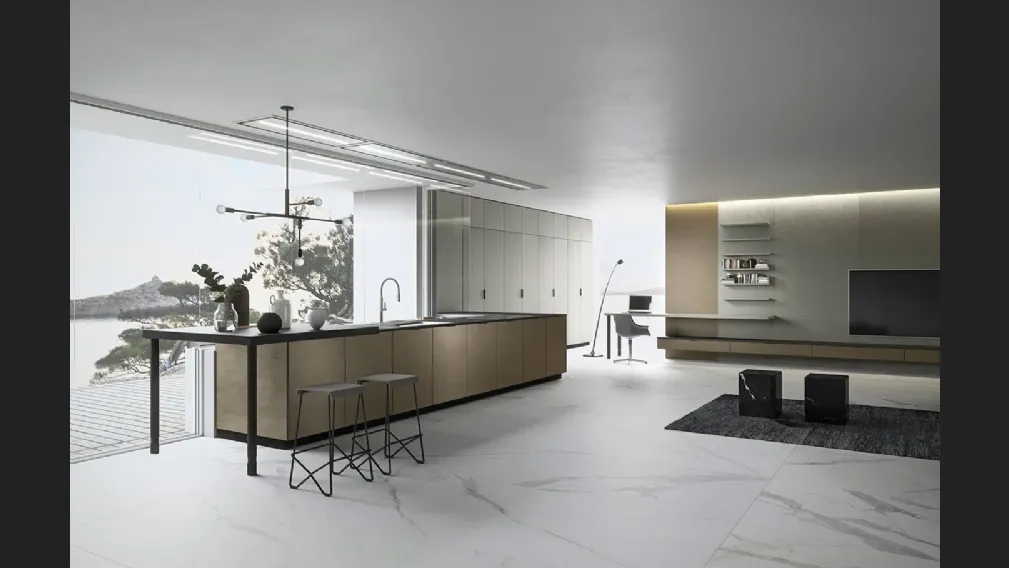 Cucina Moderna in laccato metallizzato Vestimi con penisola di Dibiesse
