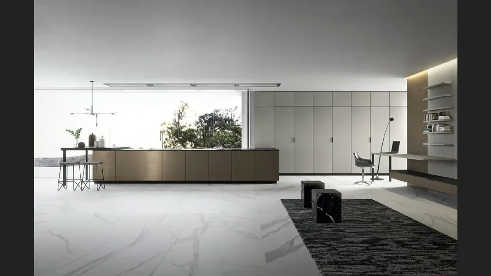 Cucina Moderna in laccato metallizzato Vestimi con penisola di Dibiesse
