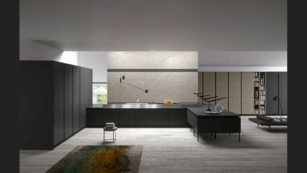 Cucina Moderna Vestimi in Fenix Ingo Nero con penisola di Dibiesse