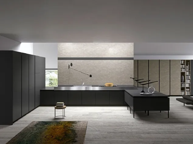 Cucina Moderna Vestimi in Fenix Ingo Nero con penisola di Dibiesse